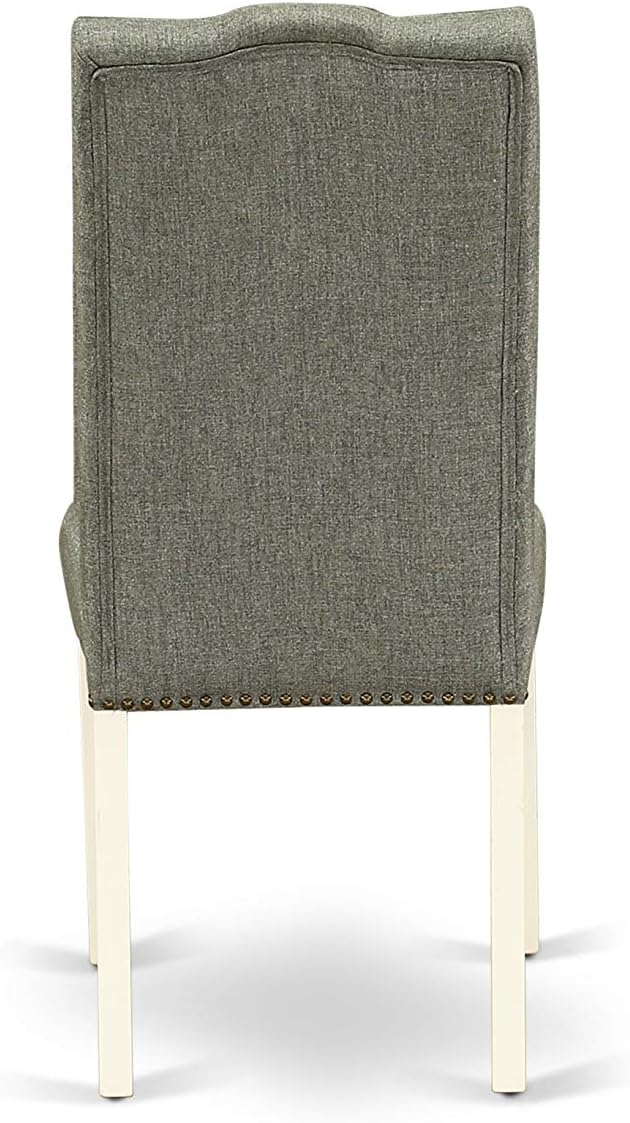 East West Furniture OXEL3-LWH-07 3 Piece Kitchen Table Set for Small Spaces Contains a Square Dining Room Table and 2 Gray Linen Fabric Upholstered Chairs, 36x36 Inch, Linen White
