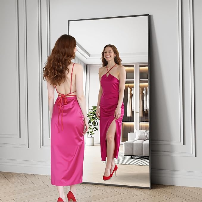 Koonmi Bathroom Mirror 36x71 Bathroom Wall-Mounted Mirrors, Modern Vanity Mirror for Bedroom, Living Room, Aluminum Alloy Frame Allow to Hang Horizontally or Vertically