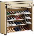 Calmootey 5 Tier Shoe Rack Organizer to Hold 25 Pairs, Portable Shoe Shelf with Nonwoven Fabric Cover for Closet Hallway, Bedroom, Entryway, Beige