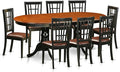 East West Furniture PLNI9-BCH-LC 9 Piece Dining Room Table Set Includes an Oval Wooden Table with Butterfly Leaf and 8 Faux Leather Kitchen Dining Chairs, 42x78 Inch, Black & Cherry