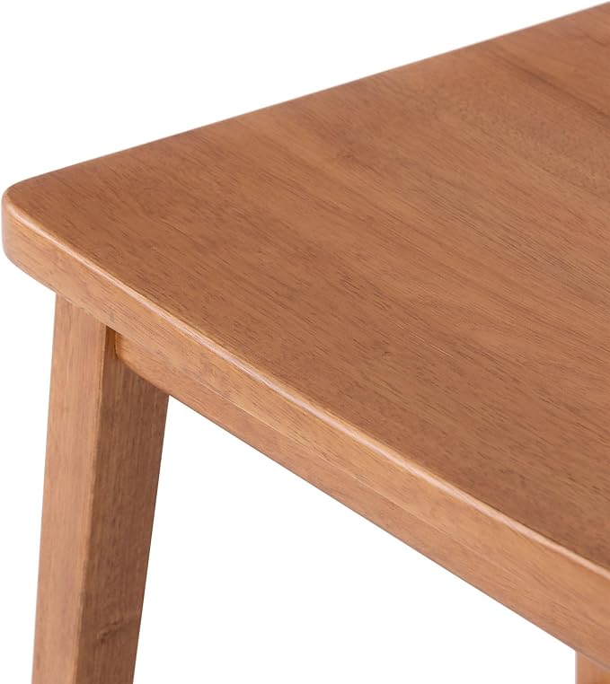 Plank+Beam Smythe Bar Stool, Set of 2, 30", Sturdy Wood Modern Kitchen Bar Height Stool, Saddle Seat Backless Bar Chair, Metal Footrest, Pecan