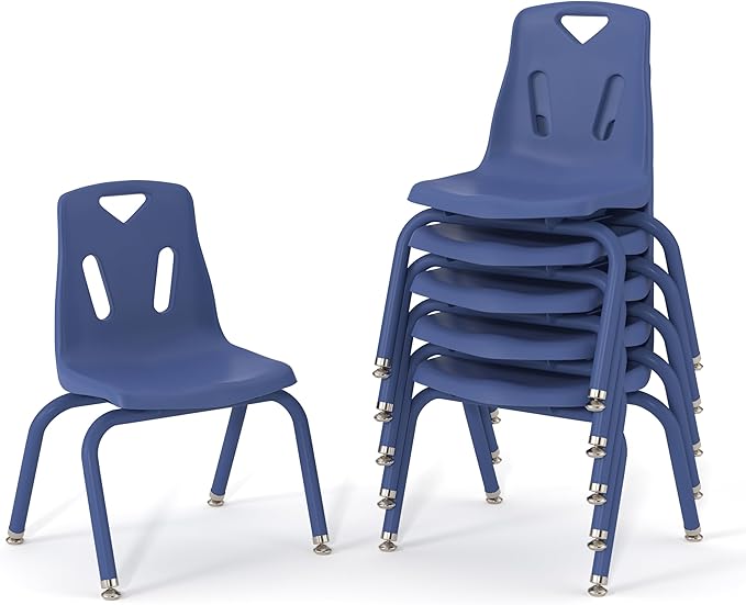 Berries Jonti-Craft 8124JC6003 Stacking Chairs with Powder-Coated Legs, 14" Height, Blue, Pack of 6