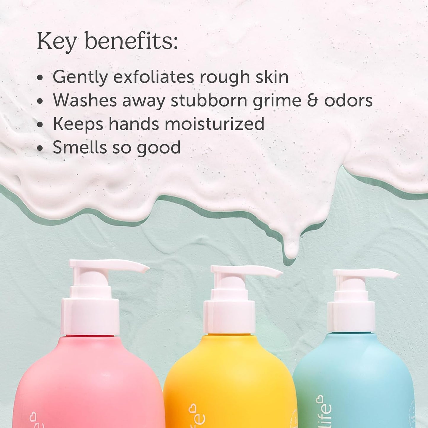 Nectar Life Exfoliating & Moisturizing Hand Wash, Volcanic Pumice for Hand Scrub, Shea Butter Softens Hands, Clean Vegan Ingredients, Fruit Smoothie Scent