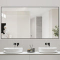 60x36 Inch Black Bathroom Mirror for Wall, Aluminum Frame Rectangle Rectangular Vanity Mirror, Modern Large for Bedroom, Living Room, Horizontal or Vertical