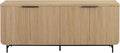 Walker Edison Reema Fluted 4-Door Kitchen Sideboard Buffet Console, 69 Inch, Coastal Oak