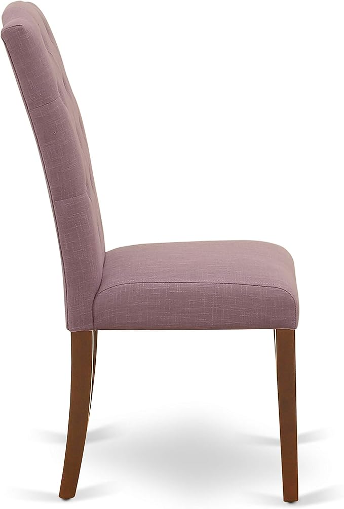 East West Furniture DOCE7-MAH-10 7 Piece Dinette Set Consist of a Rectangle Dining Room Table with Butterfly Leaf and 6 Dahlia Linen Fabric Parsons Dining Chairs, 42x78 Inch, Mahogany