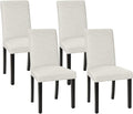 VECELO Upholstered Dining Chairs Set of 4, Fabric Wood Legs High Back for Kitchen Living Room, Beige
