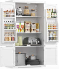 VASAGLE Pantry Cabinet, 53.5-Inch High Freestanding Tall Cupboard Storage Cabinet, 2 Cabinets, 2 Adjustable Shelves, 6 Door Shelves, for Living Room, Kitchen, White UBBC671W01