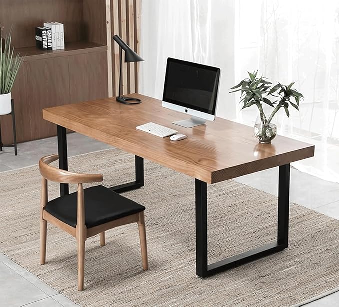 Solid Wood Dining Table Modern Minimalist Durable Stylish for Office and Home Flexible Use as Dining Table or Office Desk Perfect for Kitchen Dining Room Living Room(63*27.5*29.5)