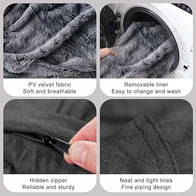 Giant Fur Bean Bag Chair Cover for Kids Adults, (No Filler) Living Room Furniture Big Round Soft Fluffy Faux Fur Beanbag Lazy Sofa Bed Cover (Blue, 7FT)