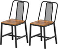 Dining Chairs Set of 2, Wooden Kitchen Chairs, Farmhouse Dining Chairs with Back Support, for Living Room, Kitchen, Rustic Brown and Black CY01L2BRN1