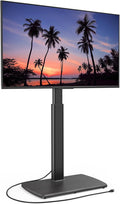 FITUEYES Tall TV Floor Stand with Power Outlet for Bedroom, Living Room, Swivel Floor Standing Corner TV Stand with Wood Base for 32 to 65 70 inch TV, Black
