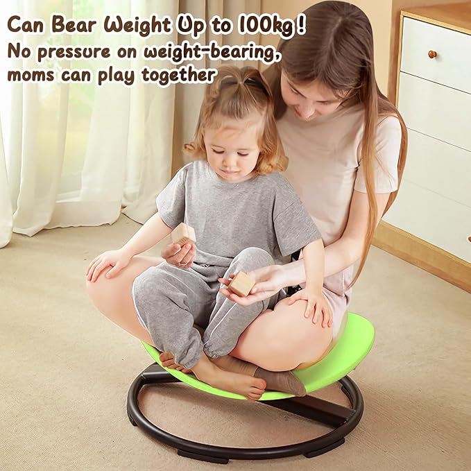 Kids Sensory Spinning Chair for Autism Ages 3+, Sit and Spin Swivel Chair for Kids with ADHD, Sensory Chairs for Autistic Children, Sensory Toys for Motion Sickness Relief, Balance Training (Green)