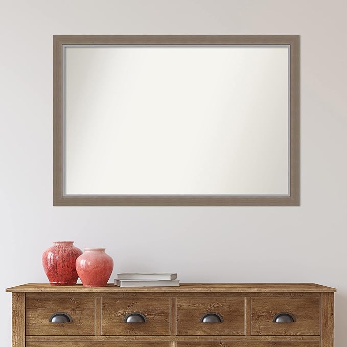 Amanti Art Black Bathroom Mirror for Over Sink, 26x38 Eva Black Silver Thin Rectangle Vanity Mirror, Large Modern Frame, Hangs Horizonally and Vertically, Bathroom Wall Decor, Non-Beveled Edge