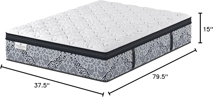 Kingsdown Cushion Firm Euro Pillow Top Hybrid Twin XL Mattress Cooling Gel Memory Foam Layer Multi-Layered Motion Isolation Cool Sleep Quilted Top Luxury Mattresses, 15-inch, Passions Engleson