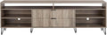 Manhattan Comfort Dumbo Mid Century Modern TV Stand for Televisions up to 80 Inches, Home Entertainment Center with Storage, 6 Shelves, 2 Drawers, No Tool Assembly, 85" Wide, Golden Brown