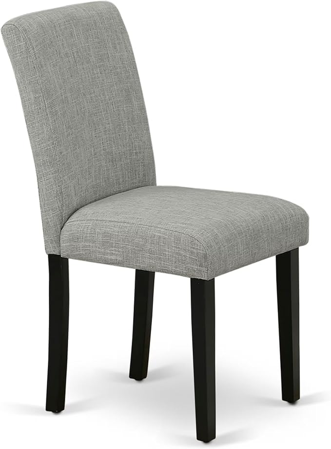 East West Furniture V697AB106-9 9 Piece Dining Room Table Set Includes a Rectangle Kitchen Table with V-Legs and 8 Shitake Linen Fabric Parson Dining Chairs, 40x72 Inch, Multi-Color