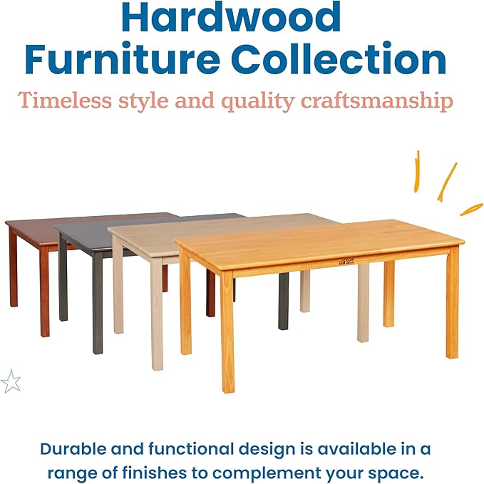 ECR4Kids 30in x 48in Rectangular Hardwood Table with 22in Legs, Kids Furniture, Antique White