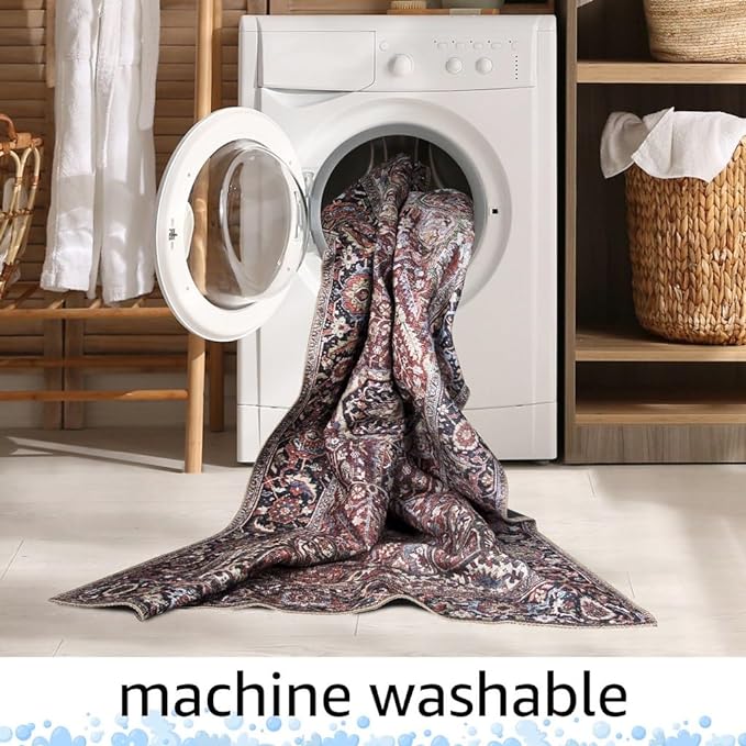 Keen Home Design 2x3 Rug - Machine Washable Entry Rug with Non-Slip Backing, Ideal for Enteryway, Kitchen, Bathroom, Laundry Room - Vintage, Easy Clean, Durable, Low Pile Rug - (2' x 3')