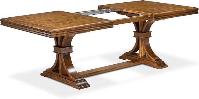 NEDA9-AWA-22 9-Piece Modern Dining Table Set Consists of a Kitchen Table and 8 Willow Green Polyester Dining Chairs with Button Tufted Back, 44x100 Inch, Antique Walnut