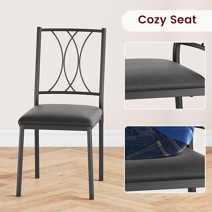 CABIHOME Dining Table Set for 2, 3 Piece Kitchen Table Set with 2 Upholstered Chairs, Square Kitchen Table Set for Small Space, Apartment, Dining Room, Retro Gray