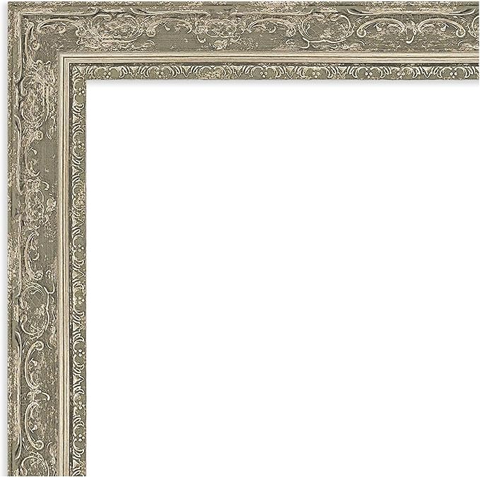 Amanti Art Bathroom Mirror for Over Sink, 29x23 Filigree Silver Rectangle Vanity Mirror, Medium Traditional Frame, Hangs Horizonally and Vertically, Bathroom Wall Decor, Beveled Edge