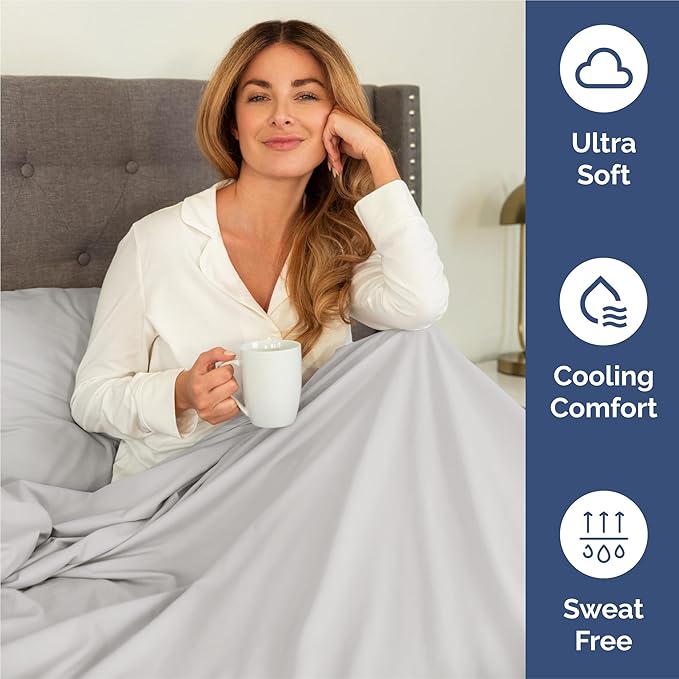 Split King Size 5 Piece Sheet Set - Comfy Breathable & Cooling Bed Sheets Set - Hotel Luxury Bedding for Women, Men, Kids, Teens, Boys & Girls - Deep Pockets and Wrinkle Free - Oeko-Tex - French Grey