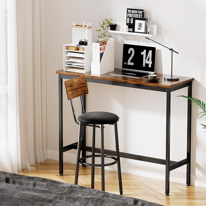 Bar Stools with Back, High Kitchen Barstools with Back, Counter Stools Bar Chairs with Backrest, Footrest, Industrial Seat for Dining Room Kitchen Bar (Rustic Brown and Black) BS-003RBV1
