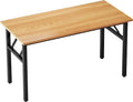 SDHYL 62 inches No Assembly Foldable Computer Desk for Home Office Workstation, Modern Study and Writing Folding Table with Metal Frame, Teak and Black
