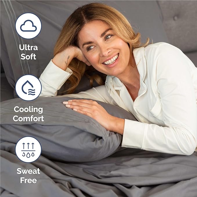 Twin XL Size 3 Piece Sheet Set - Comfy Breathable & Cooling Bed Sheets Set - Hotel Luxury Bedding for Women, Men, Kids, Teens, Boys & Girls - Deep Pockets, Soft, Wrinkle Free - Oeko-Tex - Dark Grey
