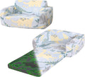 Foldable Kids Sofa Extra Wide for 2 Seats,Soft Kids Fold Out Couch Glow in The Dark,Convertible Sofa to Lounger Toddler Sofa Chair(Dinosaur)