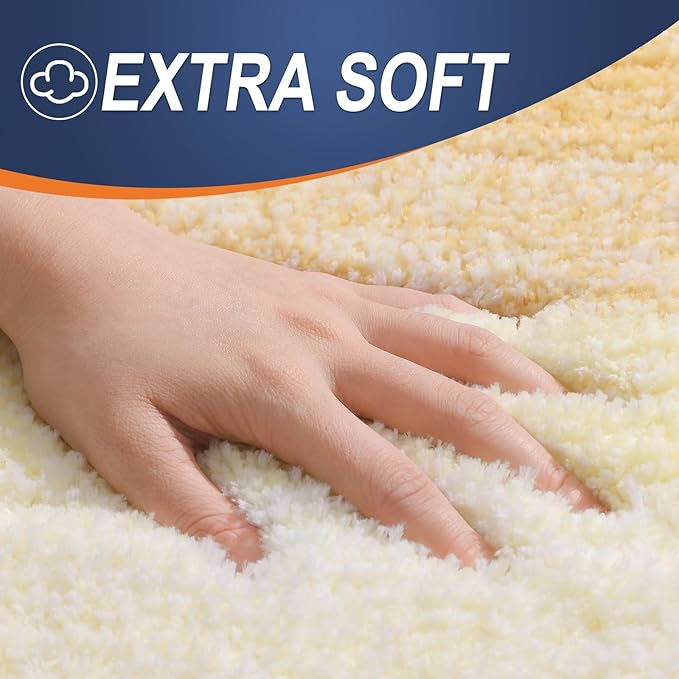 OLANLY Bathroom Rugs Mat 24x16, Extra Soft Absorbent Microfiber Bath Rugs, Rubber Backing, Quick Dry, Washable Bath Mats for Bathroom Floor, Tub and Shower, Home Decor Accessories, Light Yellow