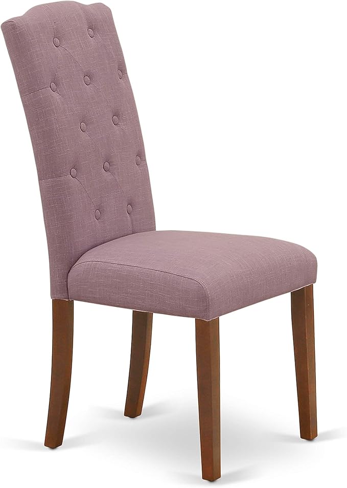 East West Furniture NOCE3-MAH-10 3 Piece Small Dinette Set Contains a Rectangle Butterfly Leaf Dining Table and 2 Dahlia Linen Fabric Upholstered Chairs, 32x54 Inch, Mahogany