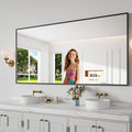 Bathroom Mirror 36x71 Black Bathroom Wall-Mounted Mirrors, Modern Vanity Mirror for Bedroom, Living Room, Aluminum Alloy Frame Allow to Hang Horizontally or Vertically