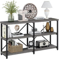 BON AUGURE 55 Inch Console Tables for Entryway, Industrial Sofa Tables for Living Room, 3 Tier Behind Couch Table, Foyer Table for Entry Way (Dark Grey Oak)