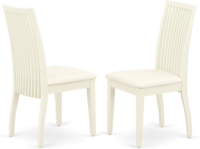 East West Furniture ANIP5-LWH-C 5 Piece Kitchen Table & Chairs Set Includes a Round Dining Room Table with Pedestal and 4 Linen Fabric Upholstered Chairs, 36x36 Inch, Linen White