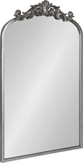 Kate and Laurel Arendahl Traditional Ornate Wall Mirror, 19 x 31, Antique Silver, Decorative Mirror with Baroque Inspired Detailing