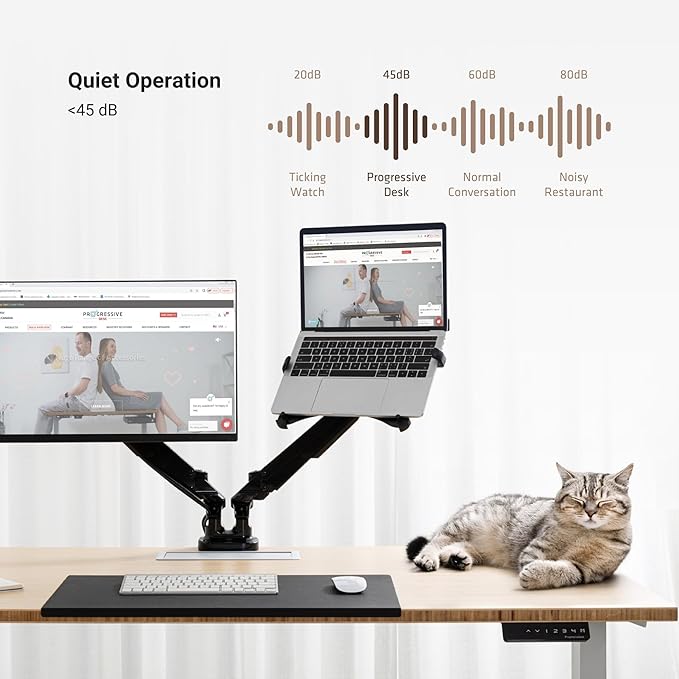 Progressive Desk Stand Up Adjustable Height Electric Standing Desk - 60"x30" Dual Motor, Computer Workstation Sit Stand Table for Home Office - Warm White, Gray Frame