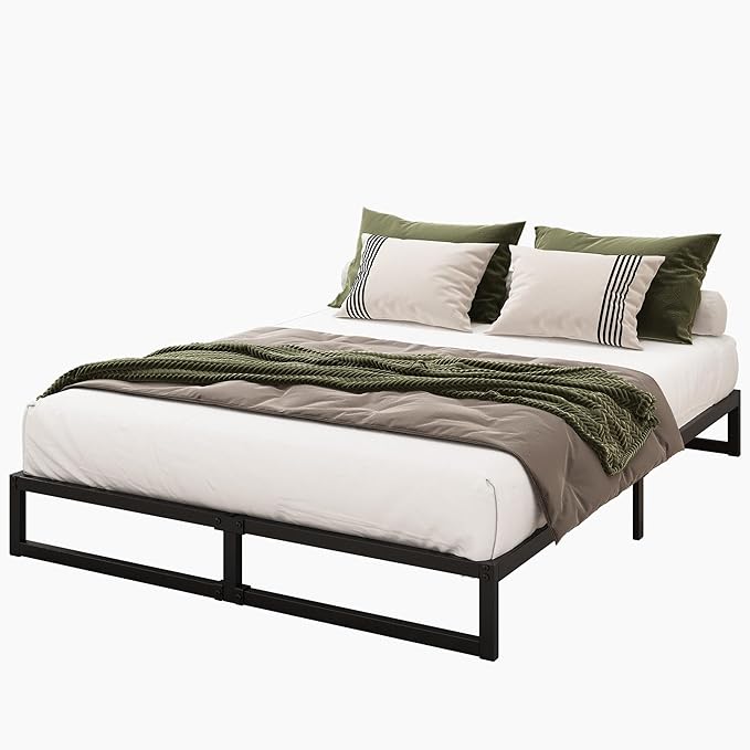 9 Inch California King Bed Frames No Box Spring Needed Heavy Duty Metal Cal King Platform for Mattress Foundation, Noise Free, Easy Assembly, Black