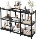 YGYQZ Short Book Shelf - 3 Tier Open Back Long Horizontal Wood Bookcase, 6 Cube Storage Shelf for Office Living Room Bedroom, Modern Black
