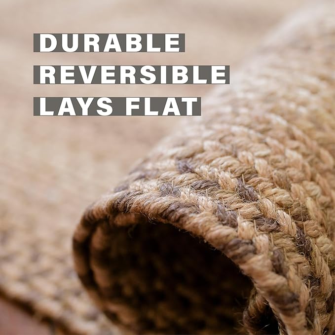 Cookie Dough Brown Oval Braided Rug, 2x3' - Handmade with Jute, Warm Country Farmhouse Decor, Perfect for Bathrooms and Entryways - Reversible and Easy to Clean