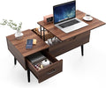 HAIOOU Lift Top Coffee Table with Storage, Mid Century Modern Coffee Tables with Drawer for Living Room,Walnut Rectangular Center Table with Pine Leg Anti-Scratching, Home, Office