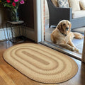 Cookie Dough Oval Braided Rugs 20x30 - Brown Entryway Rug of Jute for Rustic Farmhouse Decor