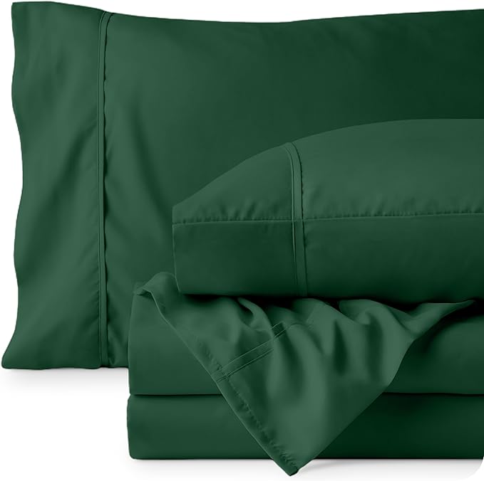 Bare Home Full Sheet Set - Luxury 1800 Ultra-Soft Microfiber Full Bed Sheets - Double Brushed - Deep Pockets - Easy Fit - 4 Piece Set - Bedding Sheets & Pillowcases (Full, Forest Green)