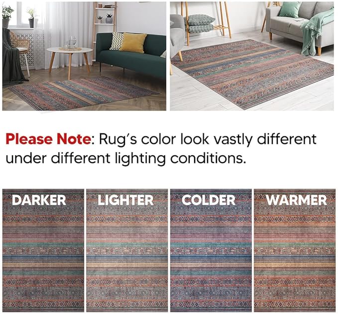 Keen Home Design 3x5 Rug - Machine Washable Entry Rug with Non-Slip Backing, Ideal for Enteryway, Kitchen, Bathroom, Laundry Room - Vintage, Easy Clean, Durable, Low Pile Rug - (3' x 5')