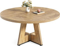 LITTLE TREE Round Dining Table for 4-6 People, 47 Inches Dining Room Table with Wooden Pedestal Base, Circle Kitchen Tables for Dining Room, Kitchen, Living Room, Oak