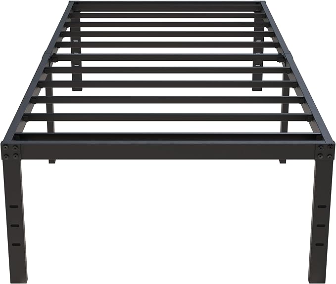 18 Inch Twin XL Bed Frames, Metal Platform Twin XL Bed Frame with High Storage, Eassy Assembly 2,500 Lbs Heavy Duty Bedframes, Black