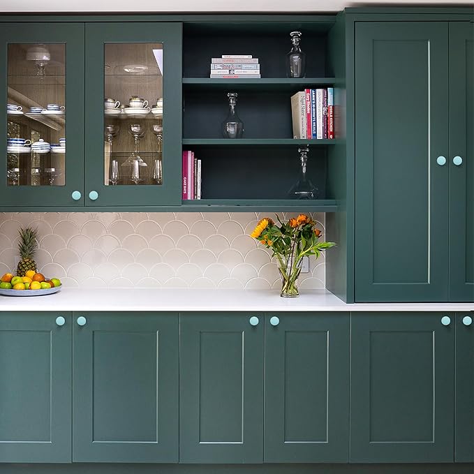 Ravinte 25 Pack Drawer Pulls 1-1/4 Inch Kitchen Cabinet Knobs Solid Round Dresser Drawer Knobs Green Dresser Knobs Drawer Knobs Simple Cabinet Hardware for Cupboard Drawer Pulls