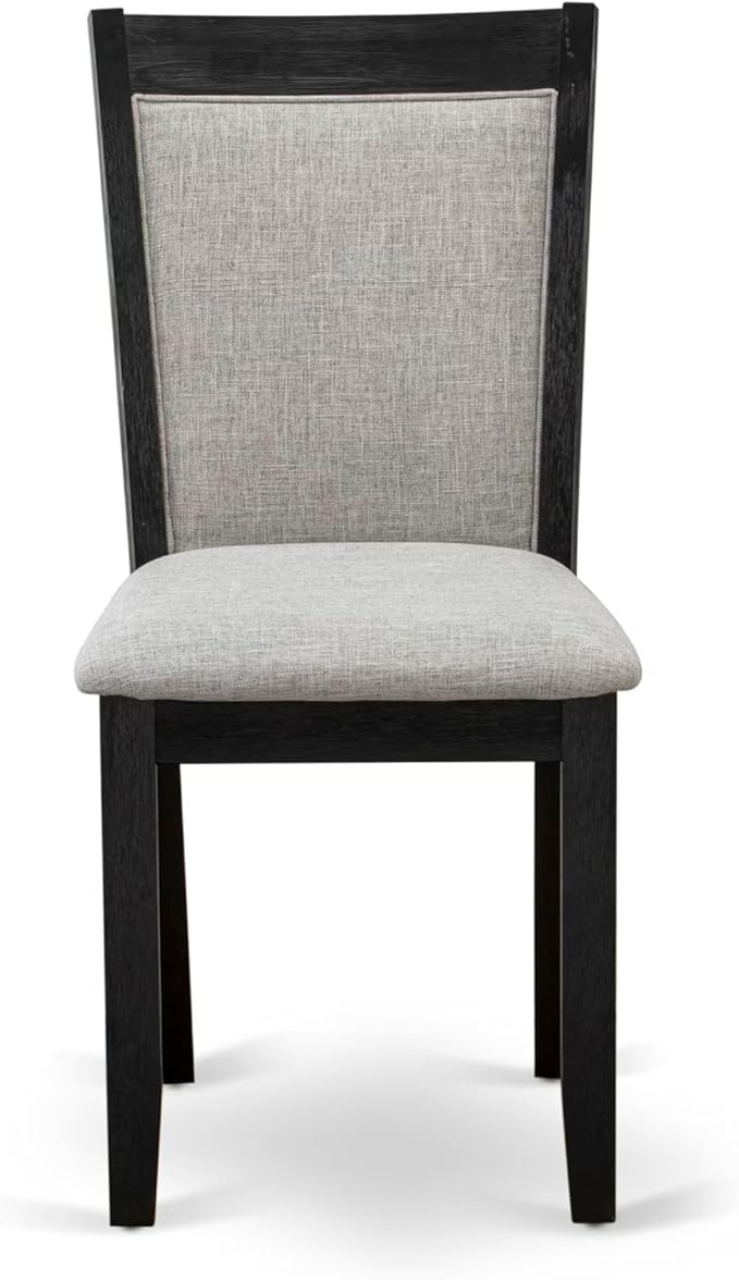 East West Furniture V627MZ606-6 6 Piece Dining Set Contains a Rectangle Dining Room Table with V-Legs and 4 Shitake Linen Fabric Parson Chairs with a Bench, 40x72 Inch, Multi-Color