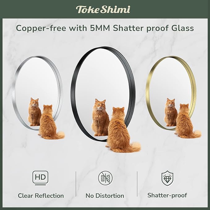 TokeShimi Gold Oval Wall Bathroom Mirror 22x30 Inch with Non-Rusting Aluminum Alloy Brushed Matte Framed Bathroom Mirror for Wall Vanity Farmhouse Modern Minimalist Home Decor or Horizontal